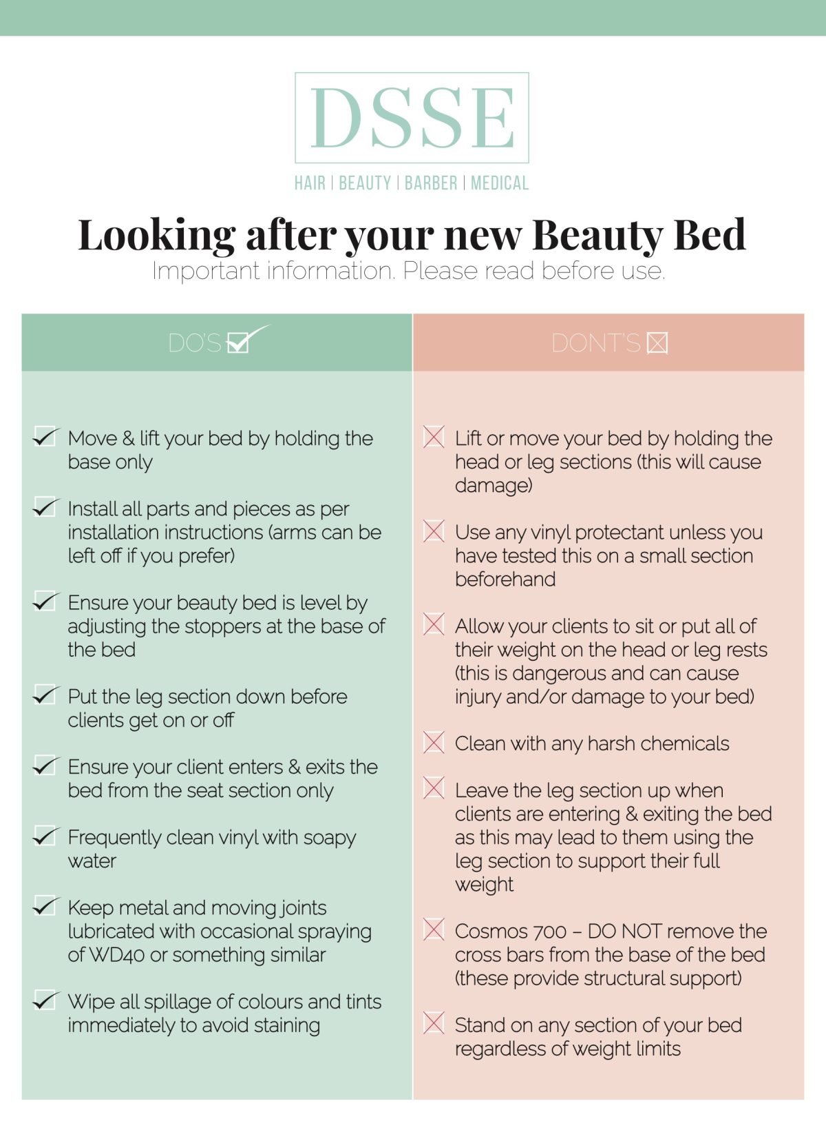 beauty bed care guide from dsse